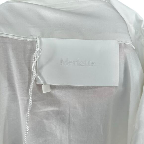 MERLETTE Orient White Long Sleeve Gathered Button Down Shirt Women's Size 8 NWT - Picture 10 of 12